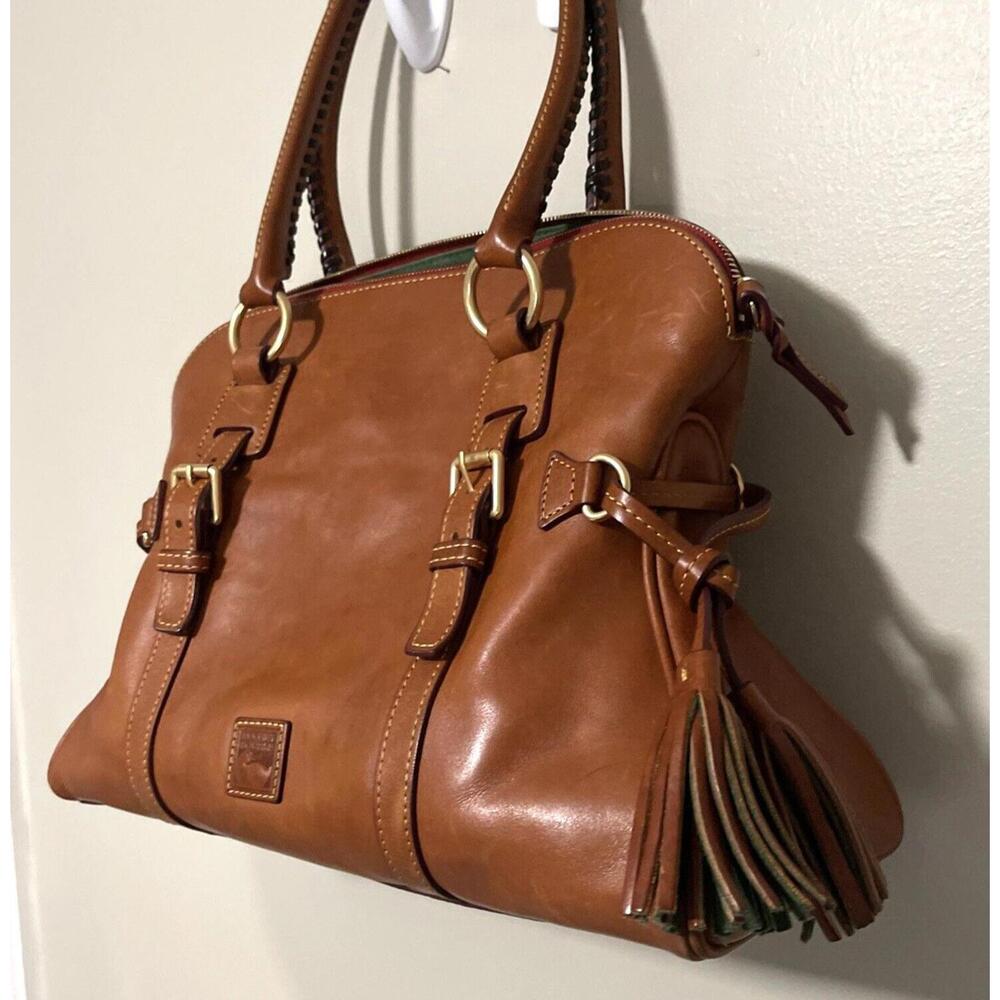 Dooney & Bourke Florentine Leather Domed Buckle Purse Satchel Natural, Dust Bag - Picture 9 of 12